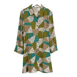 NWT Natural Life Twiggy patchwork button up shirt dress size XL NEW